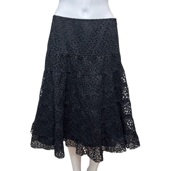 Drama Skirt Womens 6 Black Lace A-Line Minimalist Neutral Gothic Whimsygoth - Picture 1 of 8